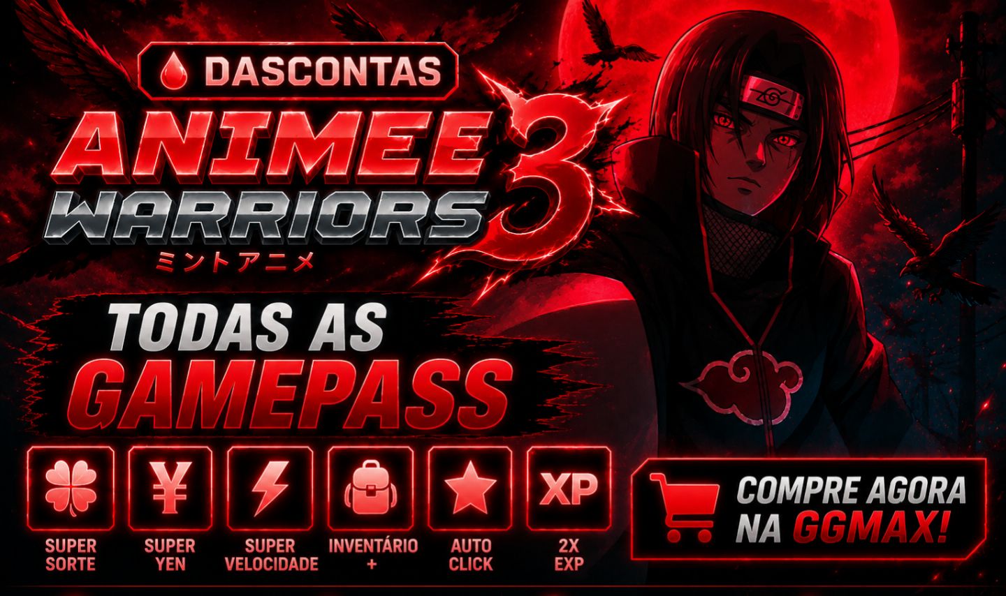 ANIME WARRIORS III - GUERREIROS DE ANIME-ROBLOX- TODAS AS GAMEPASS-50% OFF