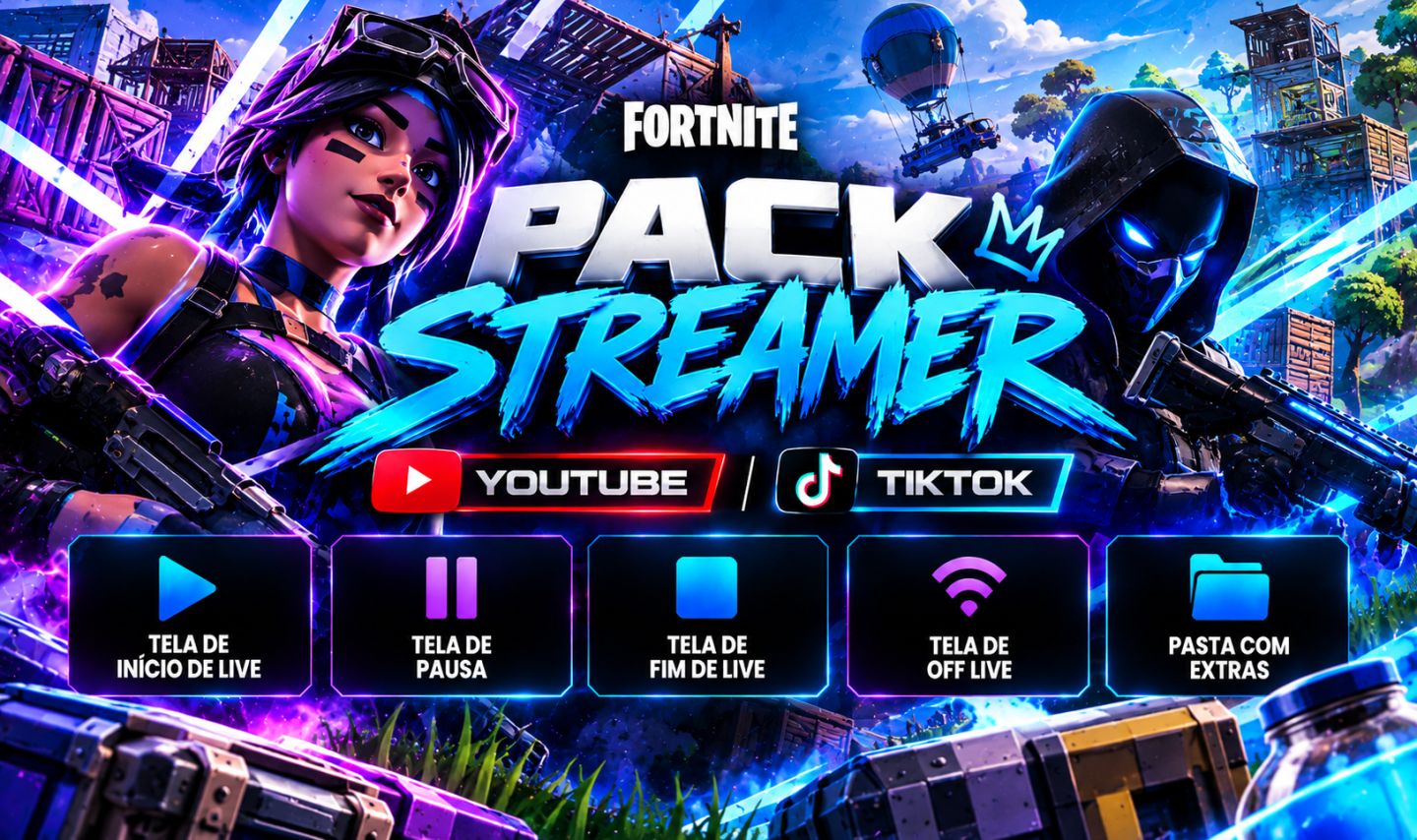 PACK STREAMER COMPLETO | CS2, GTA 6, FORTNITE, COD, MINECRAFT | YOUTUBE E TIKTOK