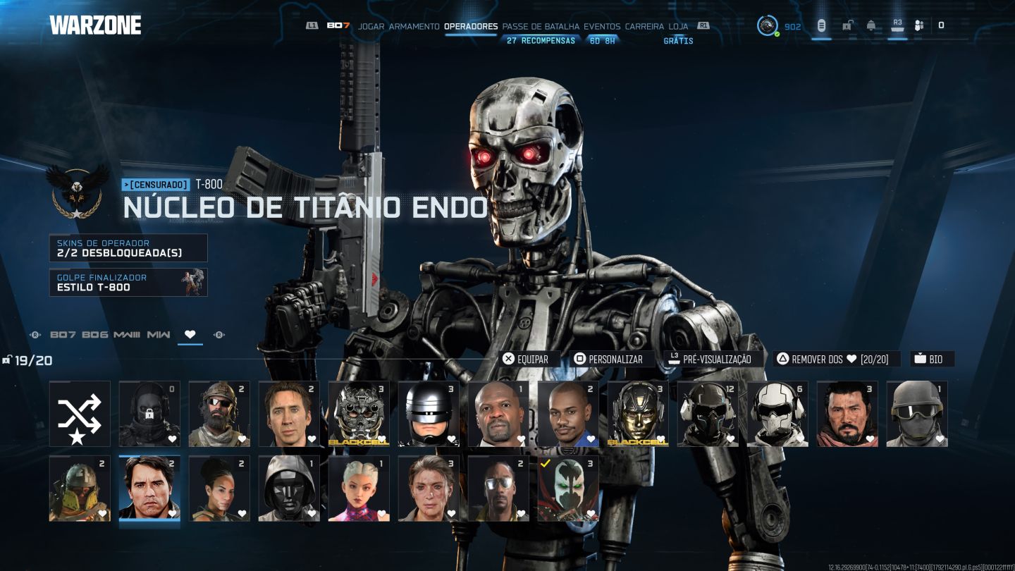 CONTA WARZONE NÍVEL 900+/ T800/ GORDÃO/ IRRIDESCENT MP E WZ/ MUITOS ITENS RAROS