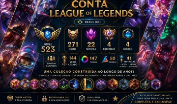 League of Legends | Conta Colecionador | 271 Skins | 630 Icones Todos os Champs