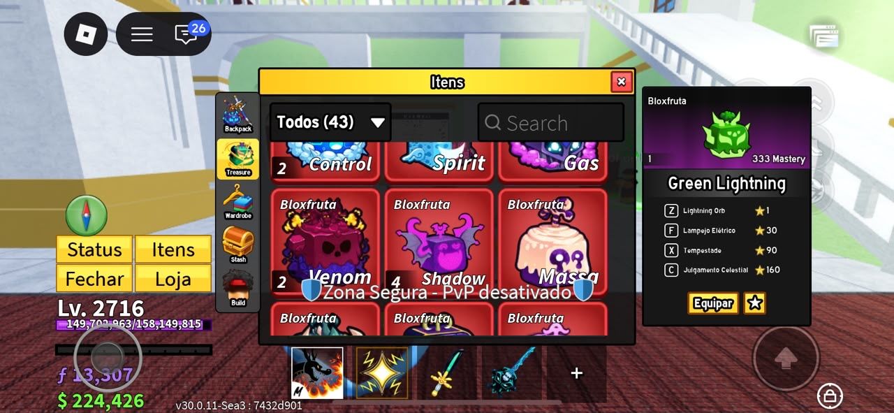 Conta blox fruits com dragão permanente e todas as game pass do jogo.