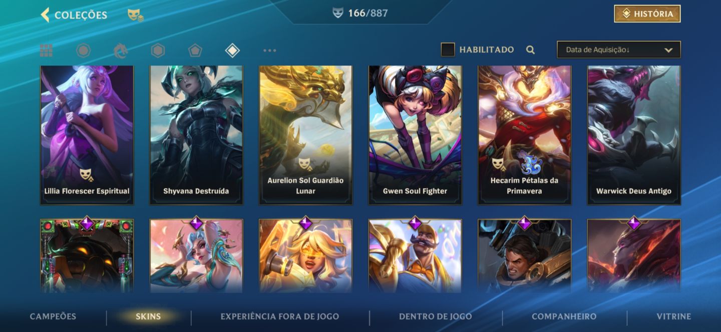 CONTA WR LEVEL 220 COM 166 SKIN ALL CHAMPS