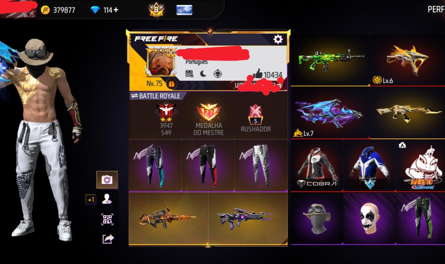 CONTA DE FREE FIRE PRIME 8 COM 4 ANGELICAIS E AVENTUREIRO