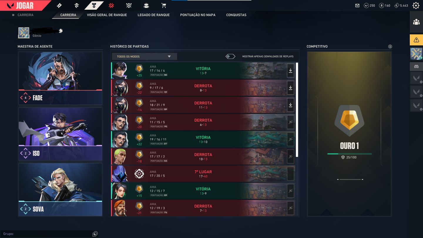 Conta Ouro I - Valorant e Tft com Skin de Vandal e Phantom(preço Negociavel)