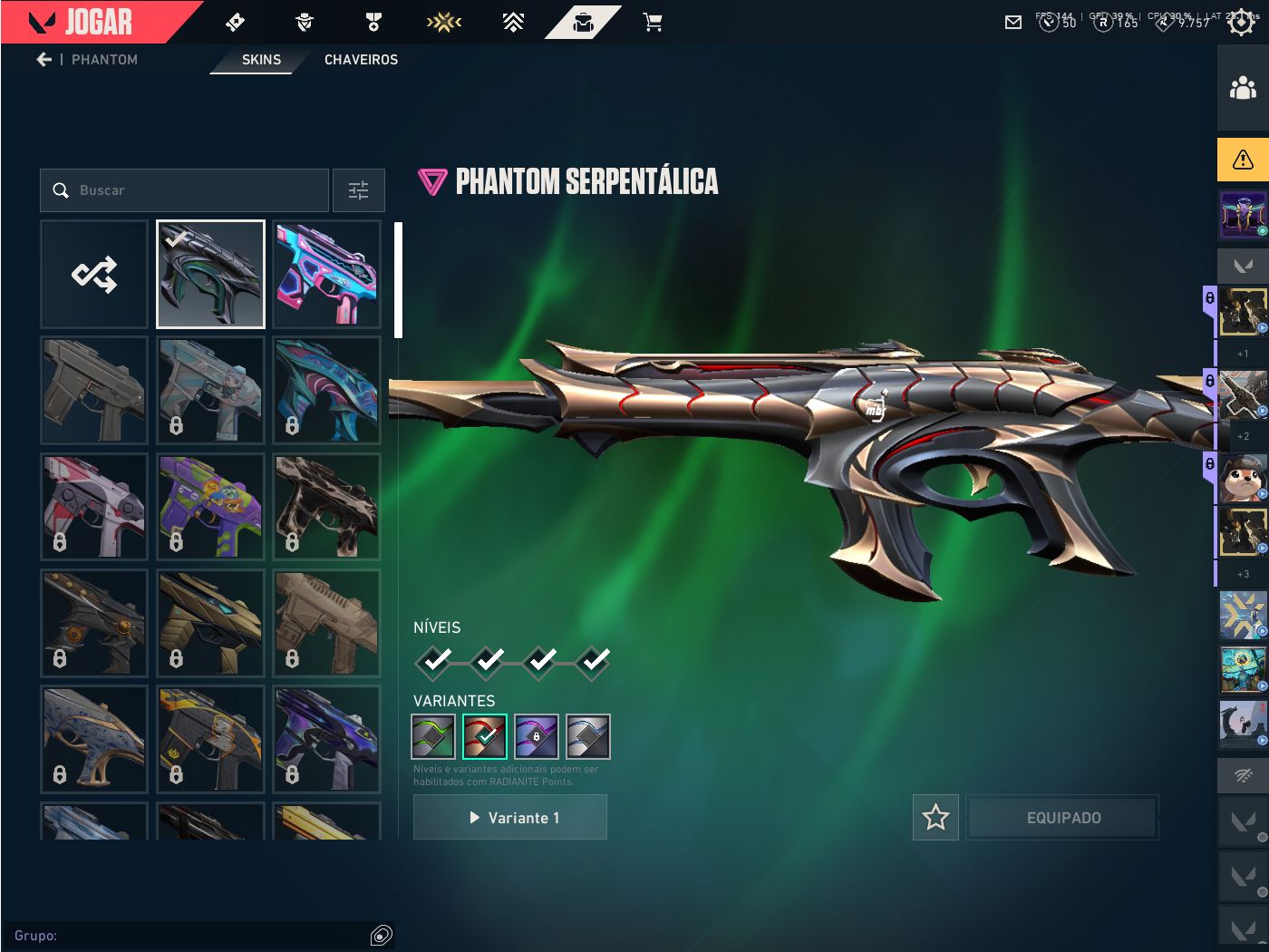 Conta valorants com skins de vandal, phantom, sheriff,operator,marshall guardian