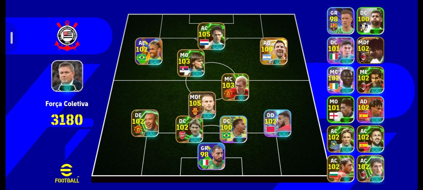 CONTA eFOOTBALL MOBILE | FORÇA COLETIVA 3180 | ELENCO 100+ | CRAQUES LENDÁRIO