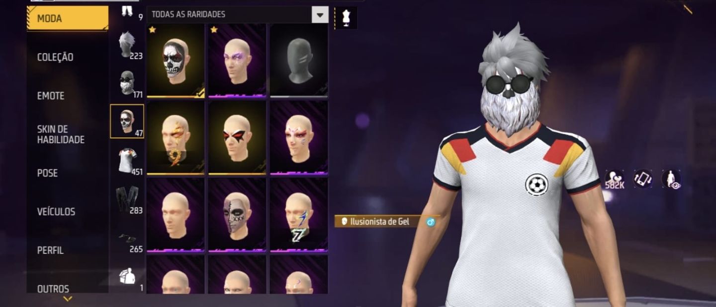 Conta de free fire roupa do mandela, com 2 ump att!! 451 peitoral, 283 calças!!
