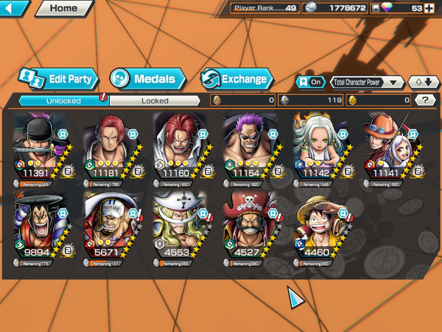 11 Ex / Level 149 / 80 HB / One Piece Bounty Rush