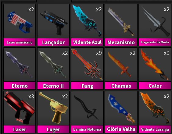 | PROMOÇÃO (MELHORES PREÇOS) | HIGH TIER, SETS & GODLYS - MURDER MYSTERY 2 (MM2)