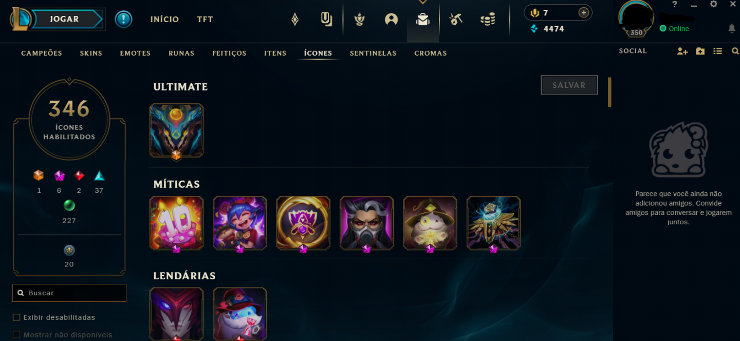 (Premium) CONTA UNRANKED LOL 2015 MMR DIAMOND 159 SKINS 116 CROMAS FA