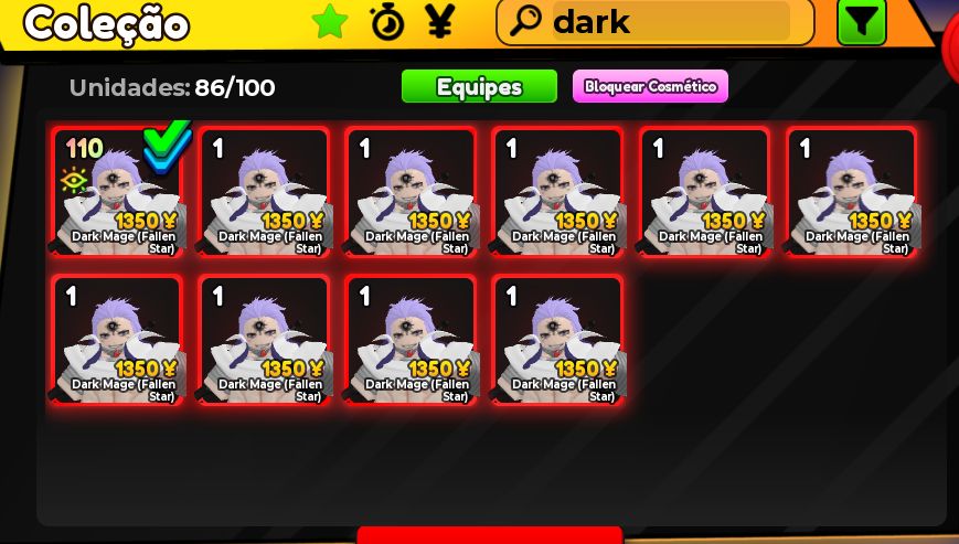 Vendendo Units AA(Homura evo SSS DMG)(Shiny poseidon Evo)9xDark mage e mt mais