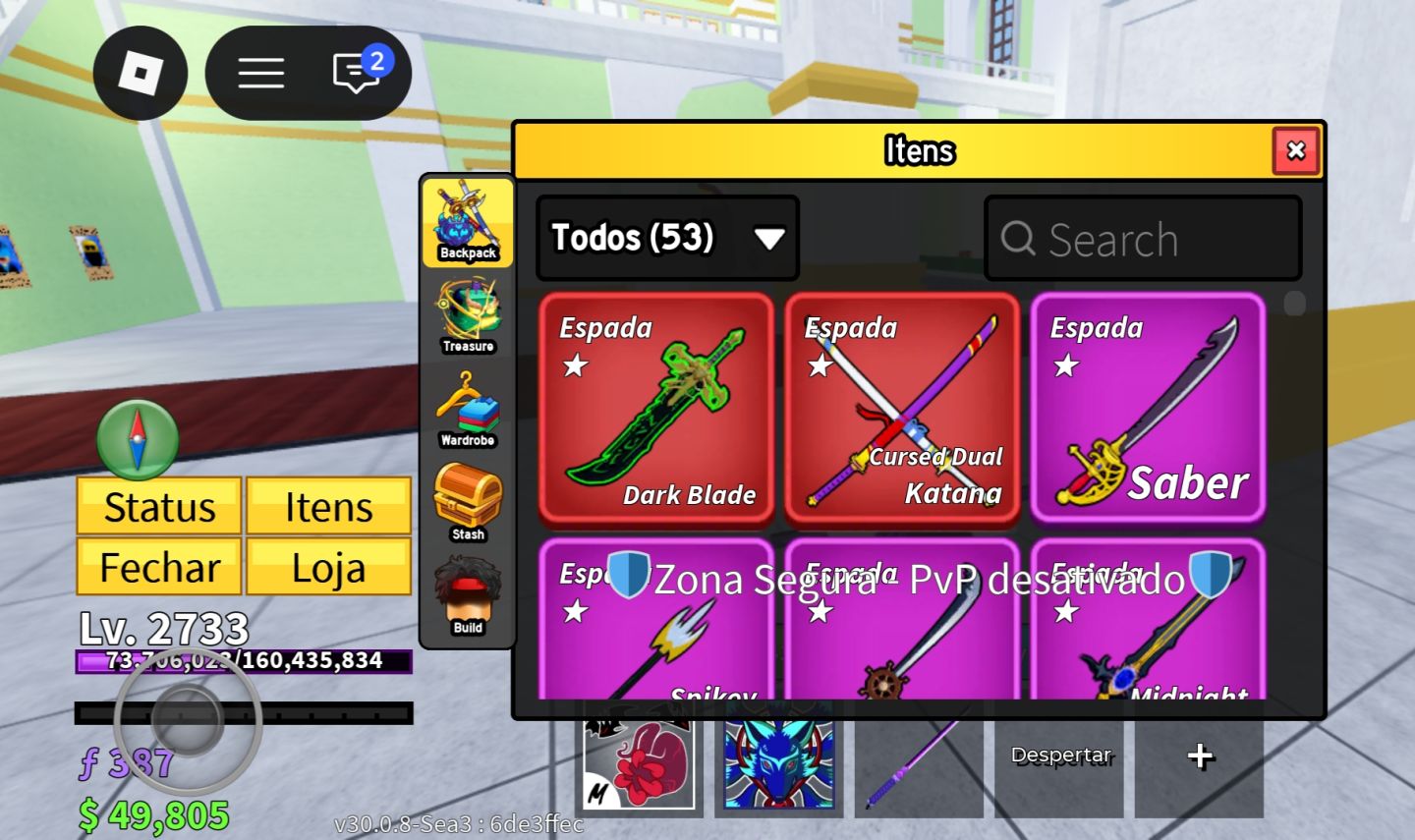 Conta Roblox com várias espadas míticas