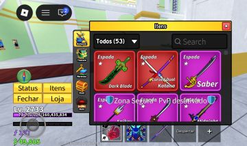 Conta Roblox com várias espadas míticas
