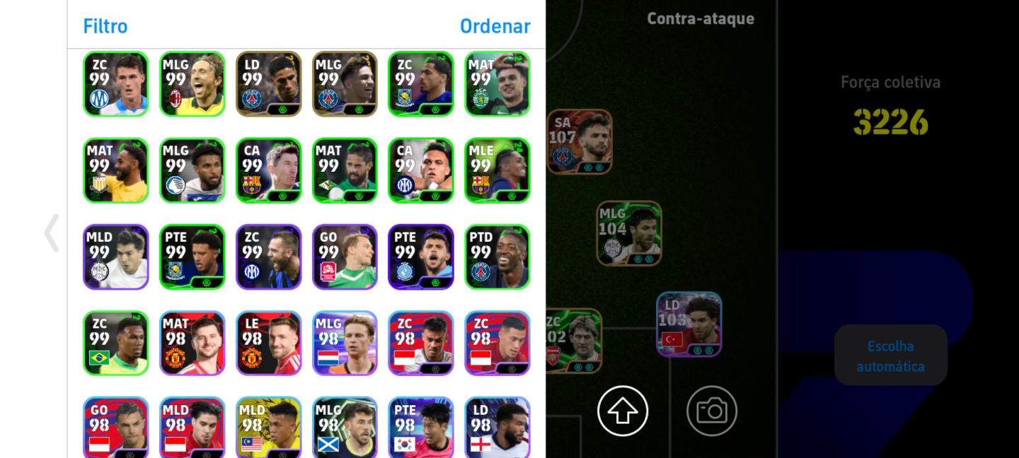 Conta de efootball, com 3226 de força, com vários técnicos,uniformes e etc