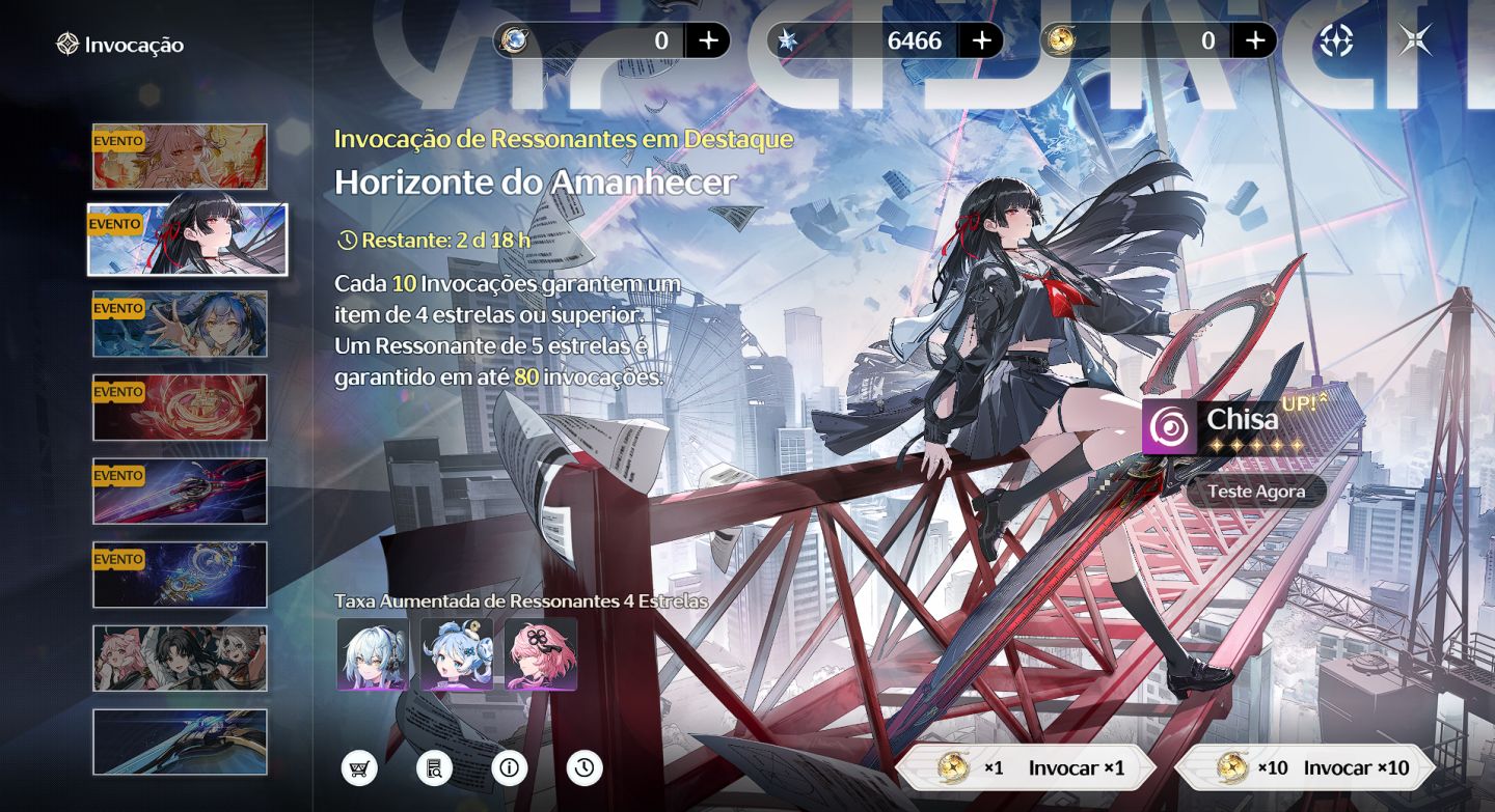 Conta de wuthering waves com varios personagens e armas