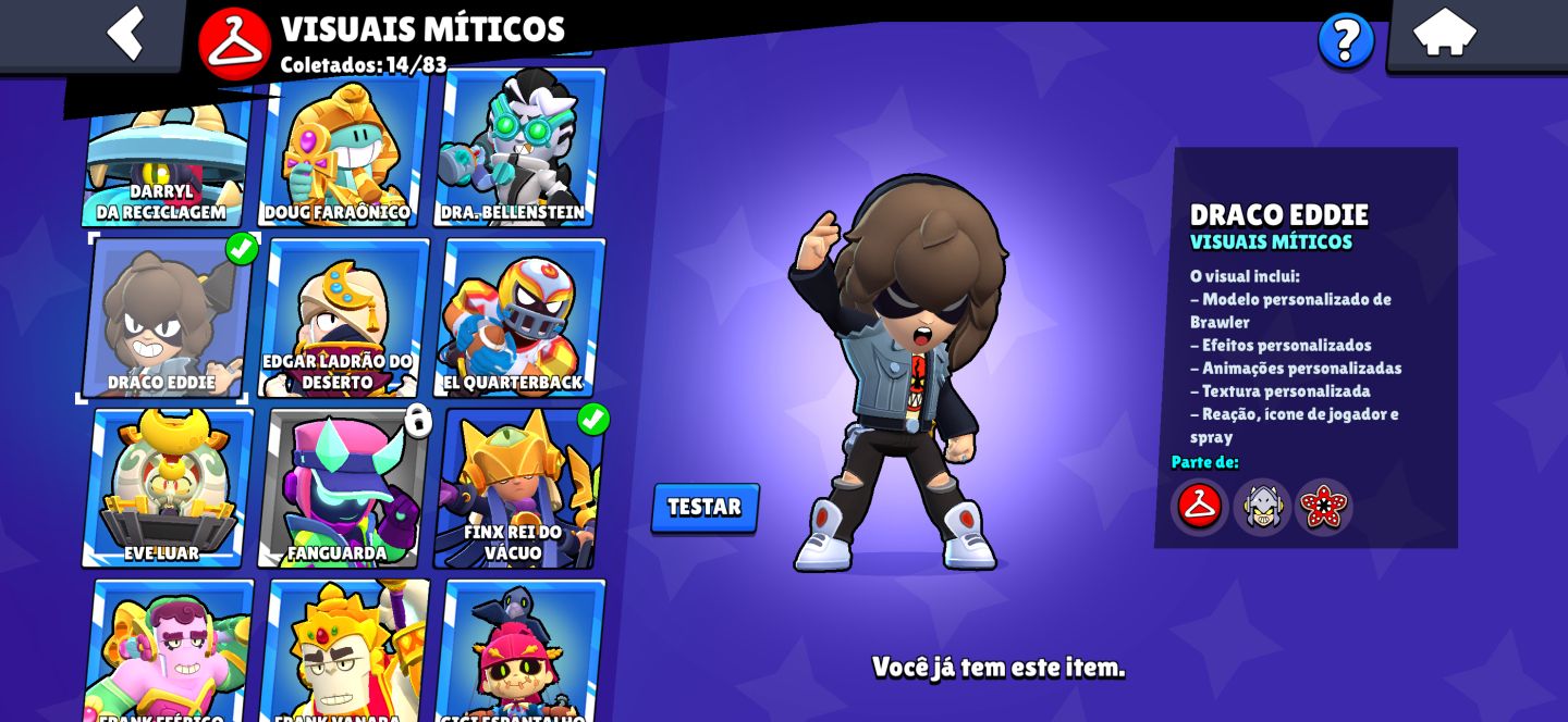 CONTA BRAWL STARS À VENDA 594 GEMAS MUITAS SKINS