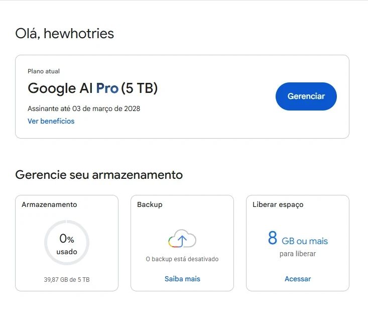 Gemini Pro - Google One 5Tb, Veo, Flow e Omni. [ATIVAÇÃO DIRETO NO GMAIL]