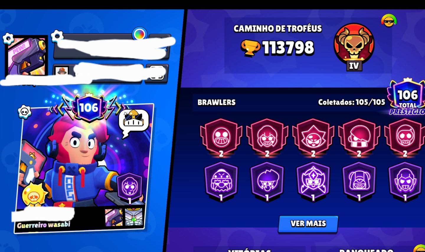 Conta de brawl 95k tem a iskin do colt desafiante 2passe 4passe 6e 7