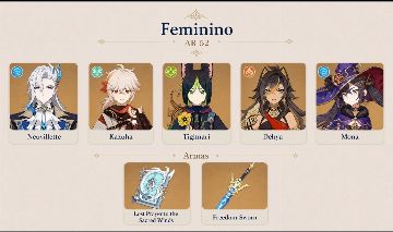 CONTA GENSHIN IMPACT COM 5 PERSONAGENS T5 & 2 ARMAS