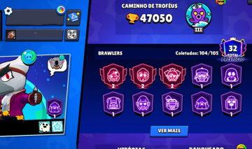 CONTA DE BRAWL STARS 47k de troféus,3 brawllers com 2 k ,32 prestígios,