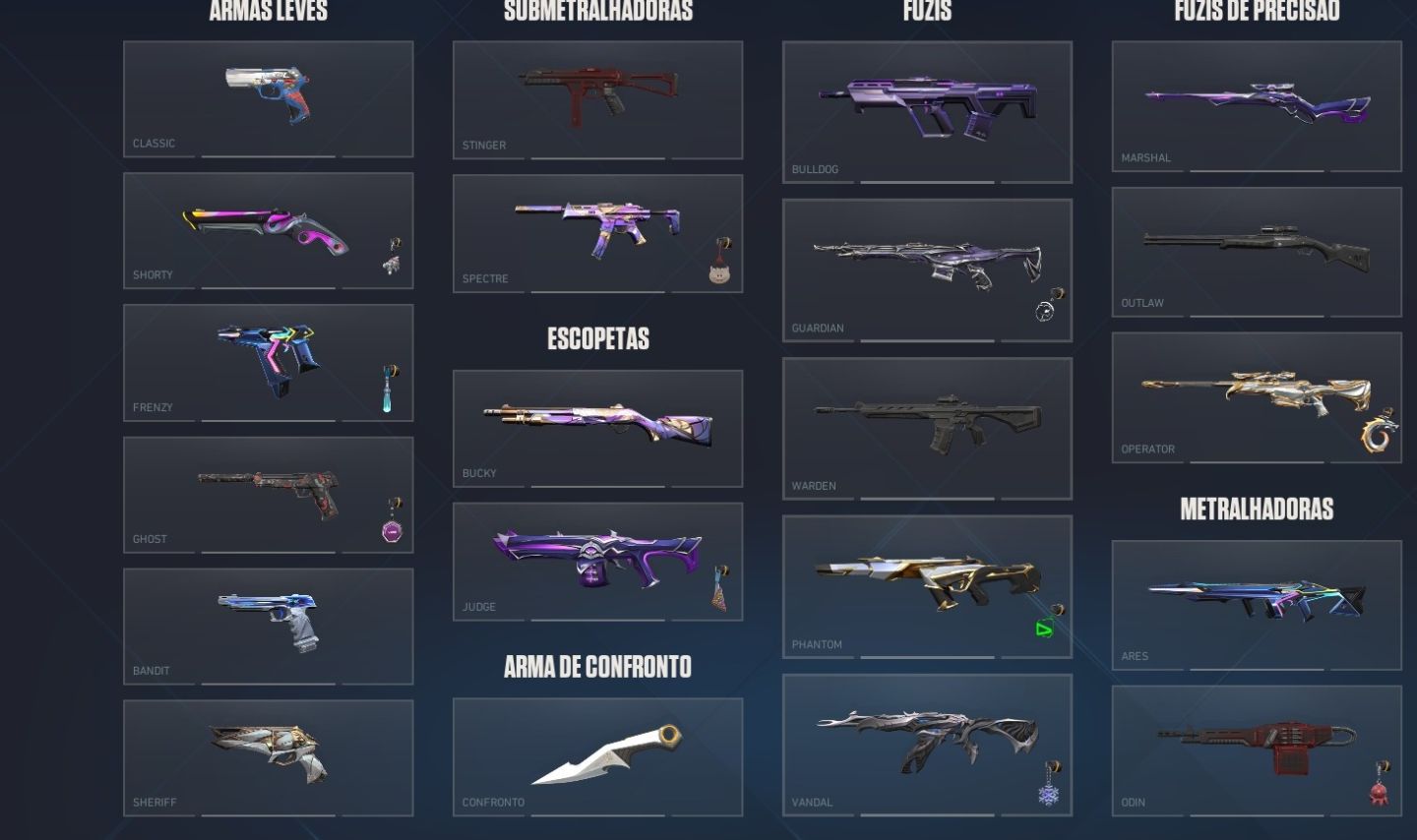 CONTA DE VALORANT COM PACOTE CHAMPIONS 2026, 3 FACAS VCT, E MUITAS OUTRAS SKINS