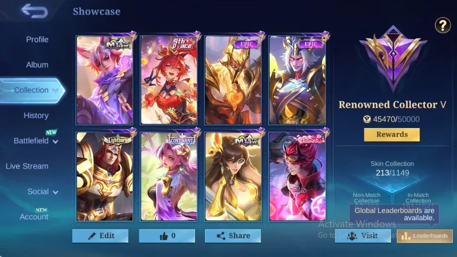 CONTA MOBILE LEGENDS COM 213 SKINS [SMURF] LEIA A DESCRIÇÃO