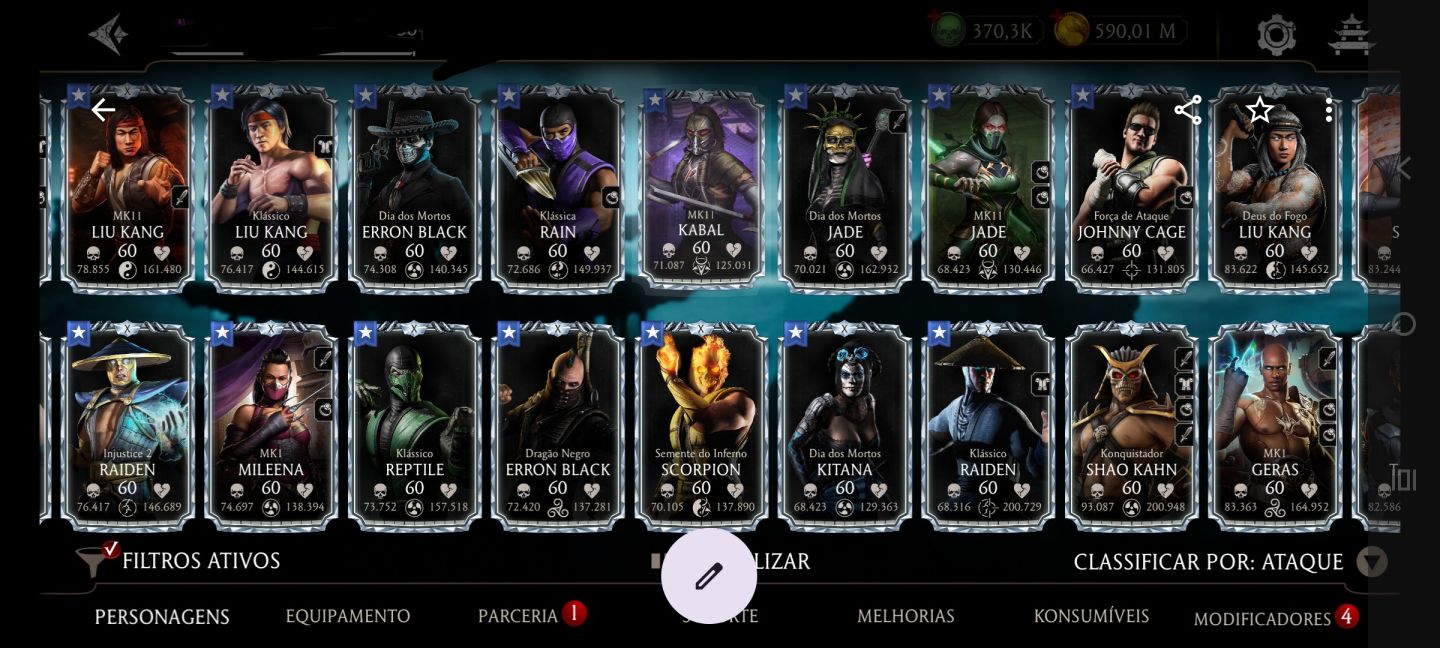CONTA MK MOBILE END-GAME | 370K ALMAS | 101K RUBIS | FULL FX: DIAMANTE+ÉPICOS