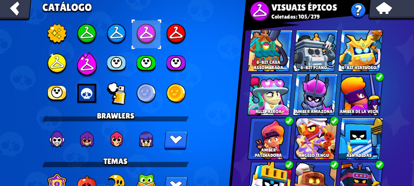 Conta de Brawl Stars com muitas skins e bem upada