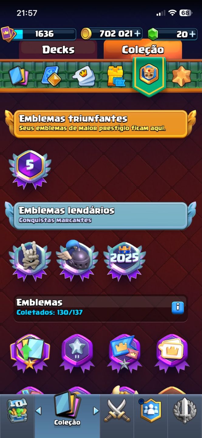 Conta Clash Royale FULL12, 16 CARTAS NÍVEL 15, 700K GOLD
