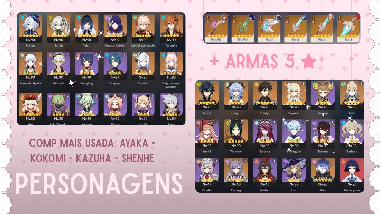 CONTA GENSHIN| AR 57 |19x5 | FULL SUPORTES META (FURINA, NAHIDA, RAIDEN, KAZUHA)