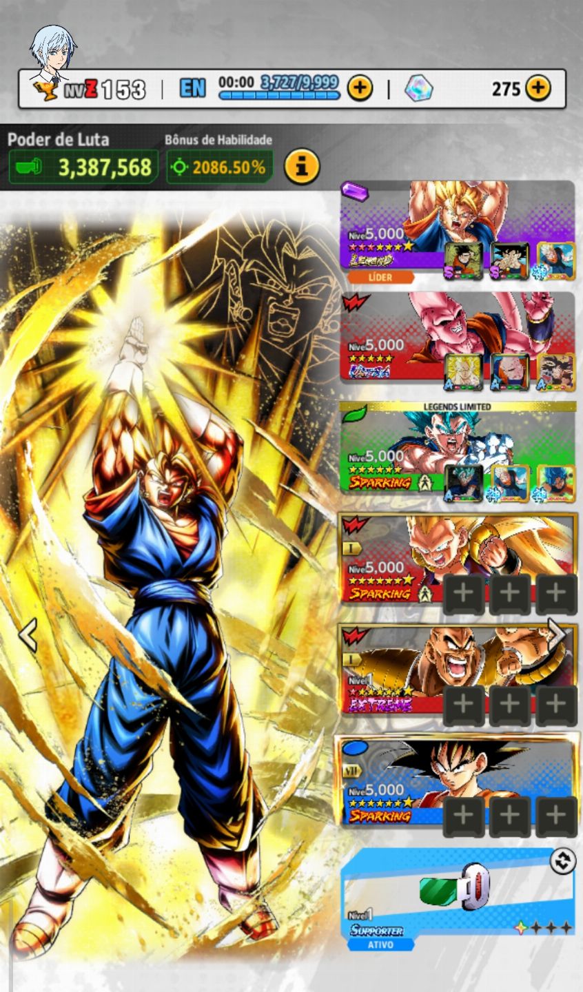 Novo vegito com 3 estrelas vermelhas já com equipe