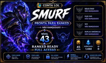 Conta LoL Smurf | Nível 43 | 45 Skins | Lux Soul Fighter | MMR Zerado | Full Ace