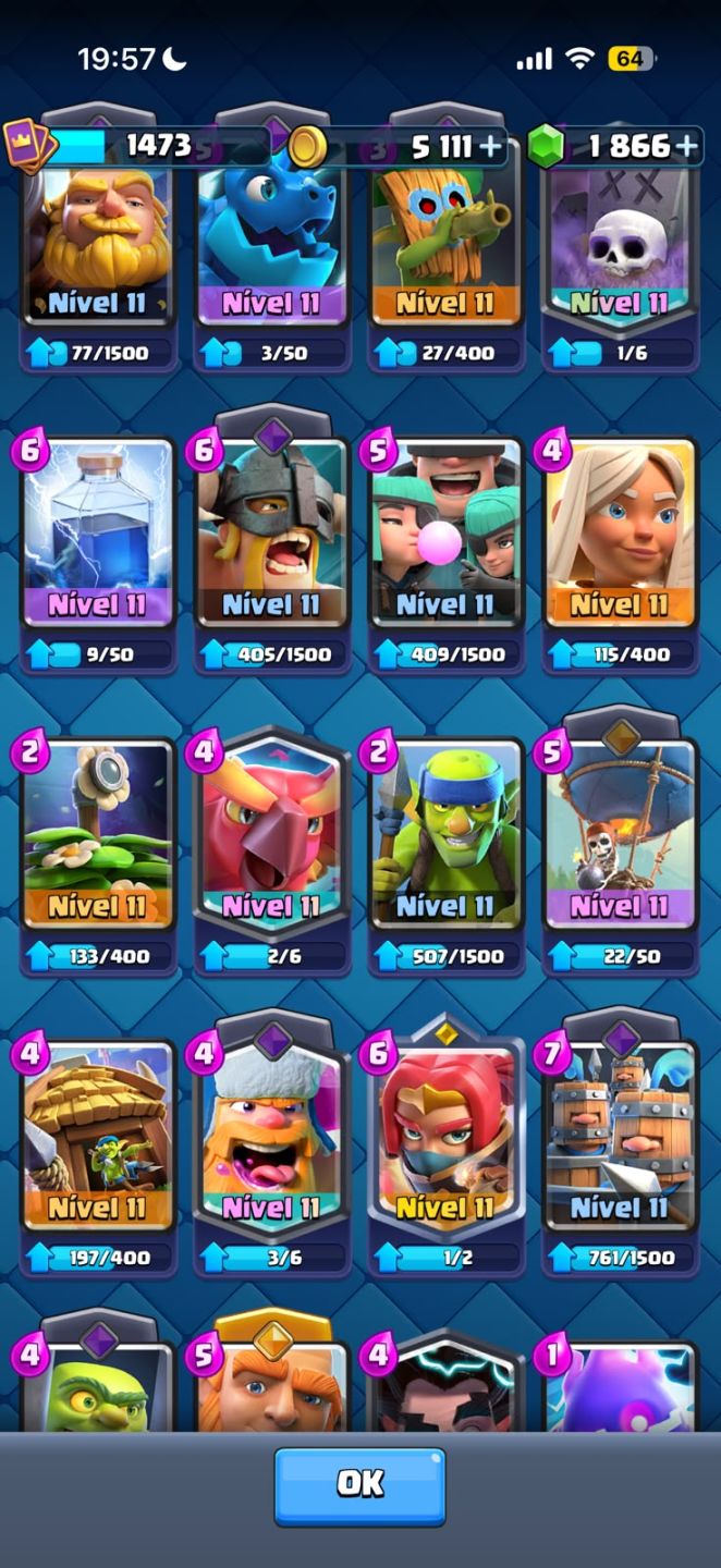 CONTA ARENA 23! TODAS AS CARTAS + 8 EVOLUÇÕES + LVL 16