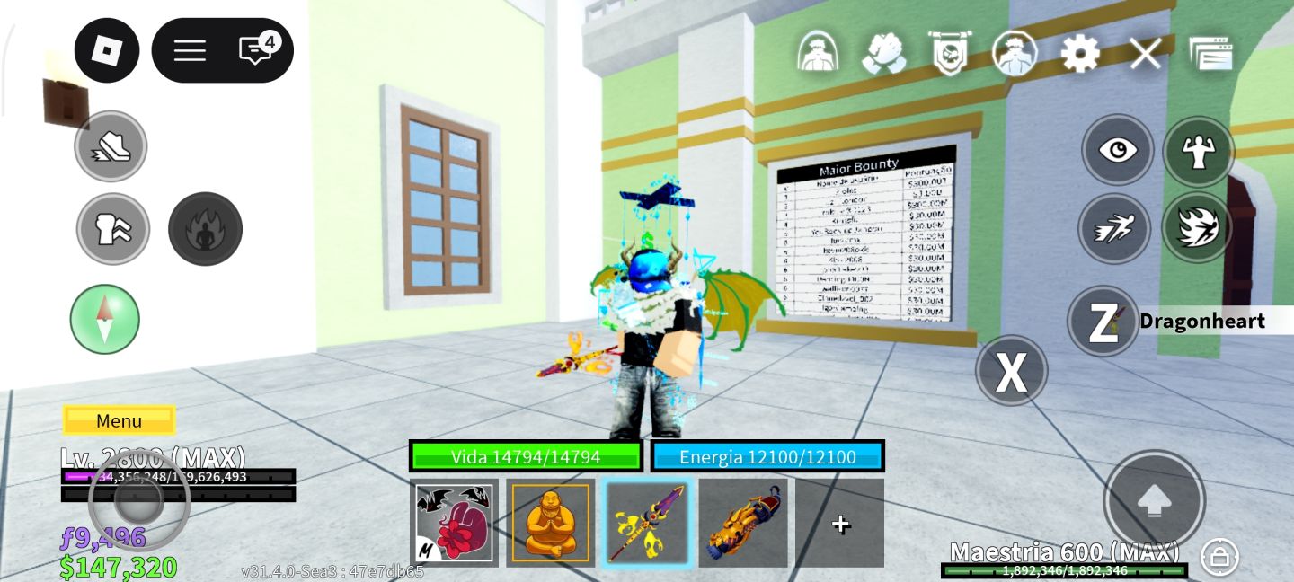 Conta Blox Fruits Nível MAX (2800) | Sanguine Art MAX (600) + Buddha