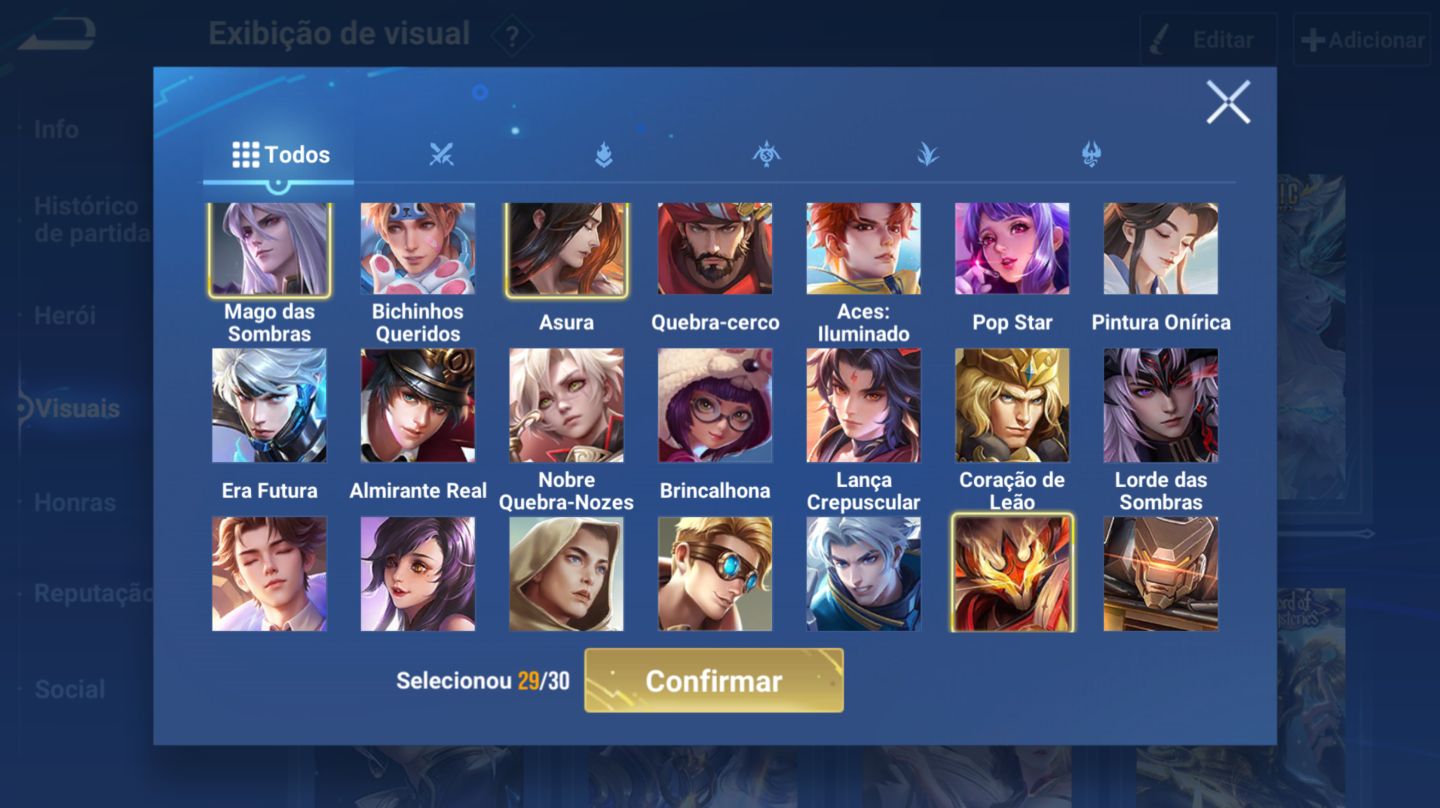 Minha conta honor of kings com skins extremamente raras