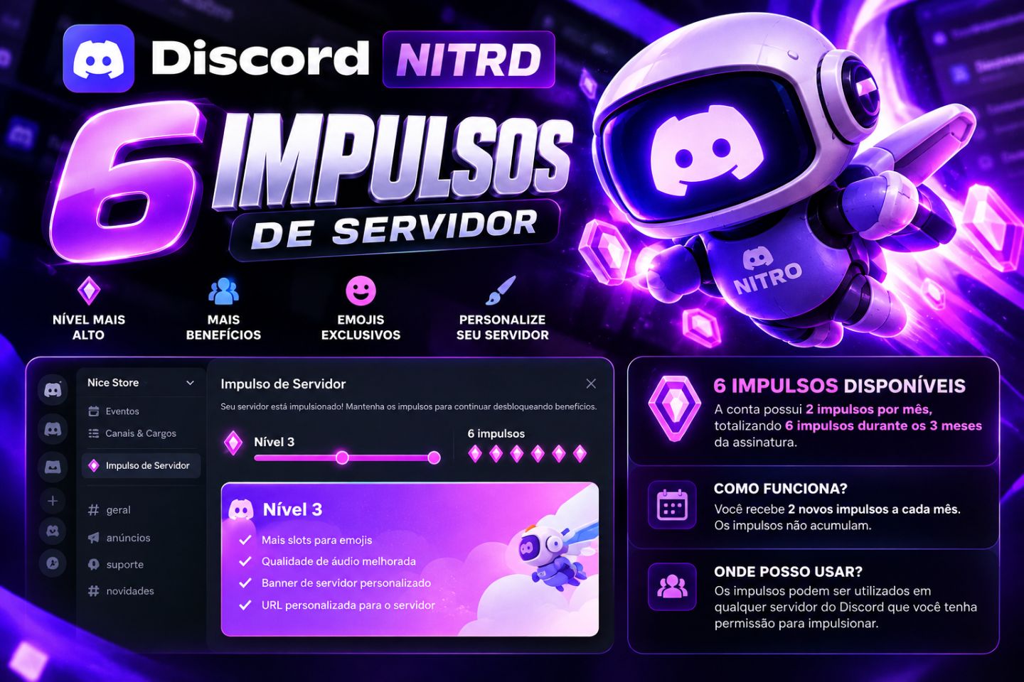 CONTA DISCORD NITRADA | NITRO 1 E 3 MESES | MENOR PREÇO | ENTREGA RÁPIDA