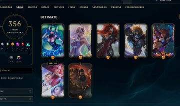 Conta de LOL com mais de 350 skins, Ja foi diamante