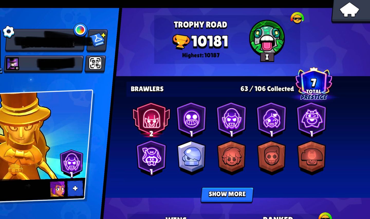 Conta de Brawl Stars Boa para ranked com mortis de ouro e outras skins
