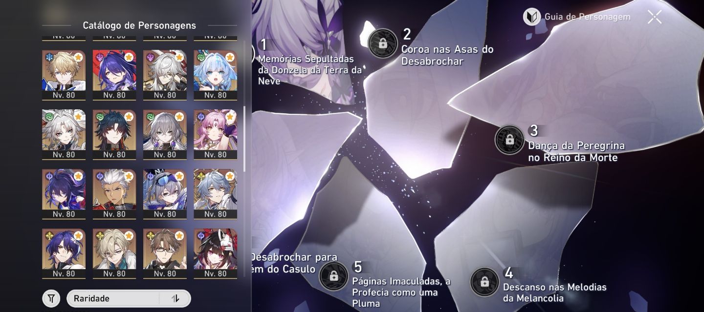 Conta honkai star rail endgame com bastante chars