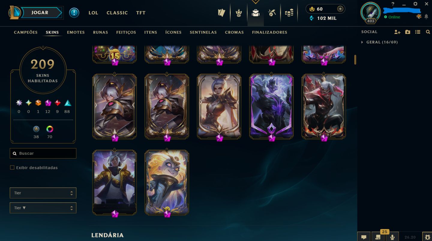 Conta rara LOL mono Kayn + detalhes descrição