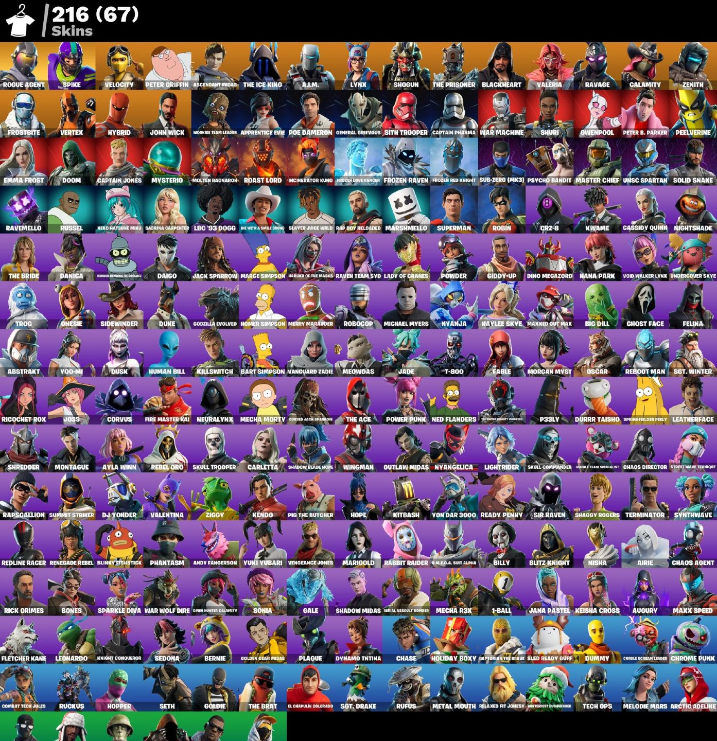 CONTA FORTNITE 216 SKINS PRIMEIRO EMAIL RARIDADE COM VARIAS SKINS ANTIGAS