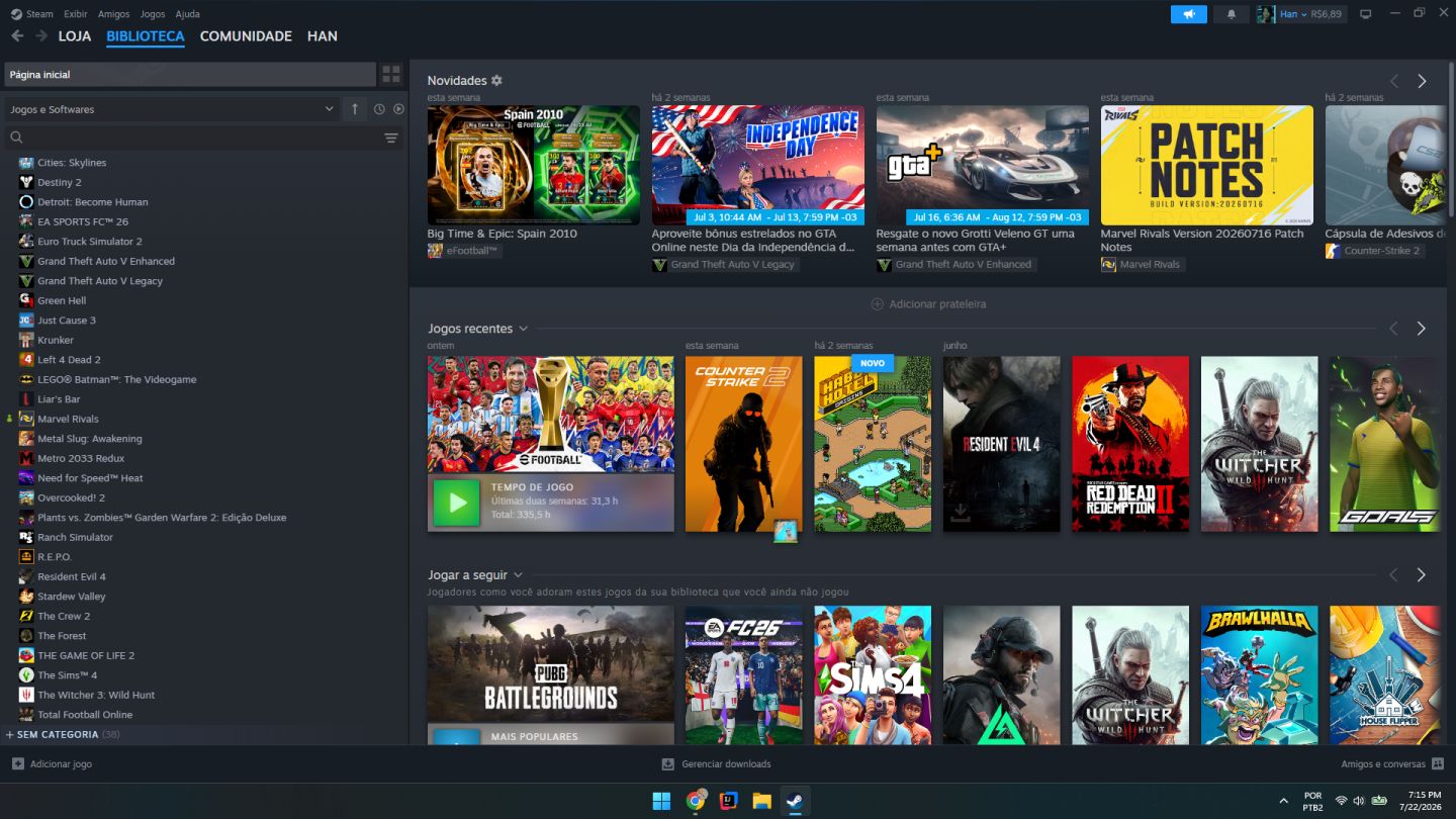 CONTA STEAM COM JOGOS E TIME EFOOTBALL