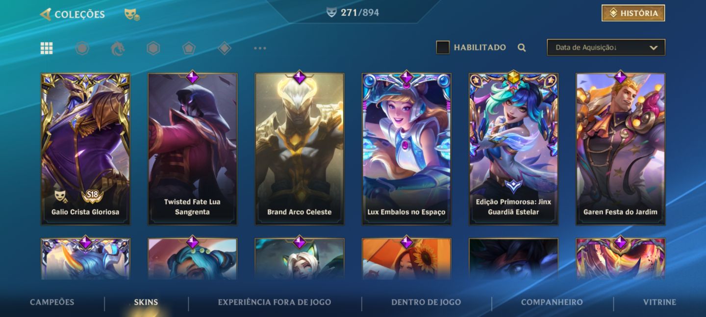 CONTA WILD RIFT NV 248, 271 SKINS (COM SKINS LIMITADAS), ÍCONES E ETCS