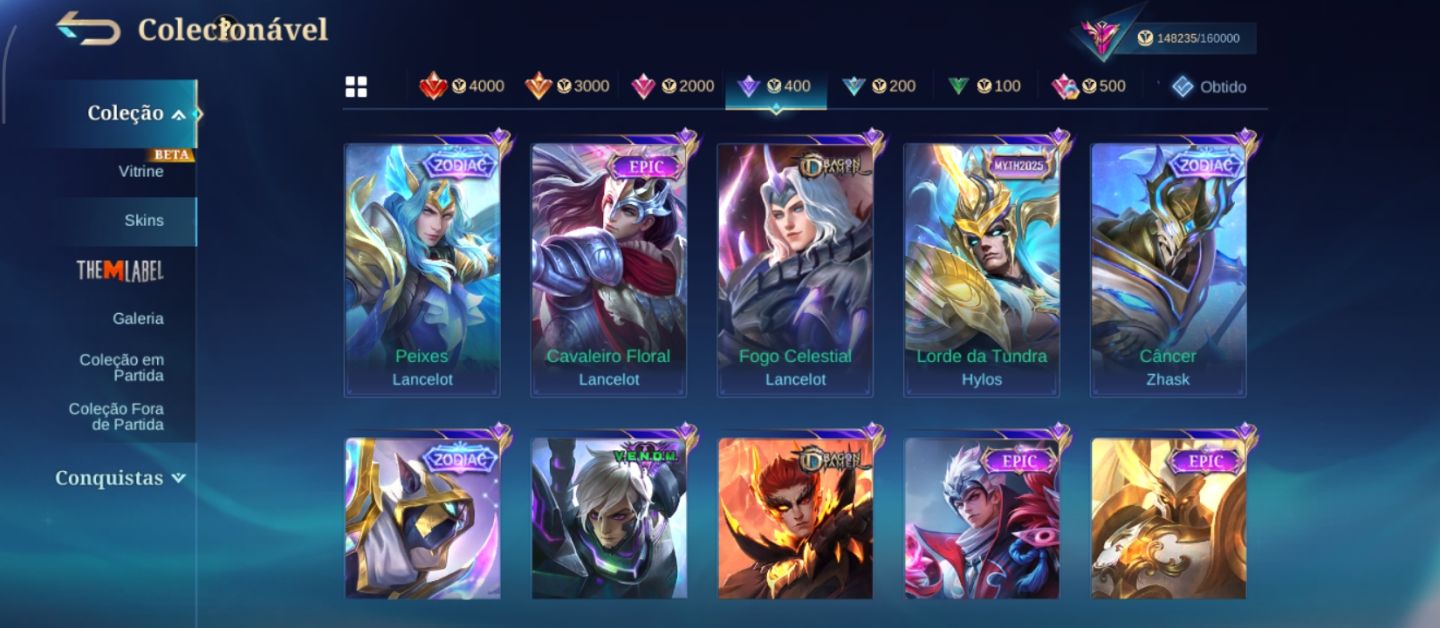 Legend Lunox - 463 Skins - Full herói e emblemas - líder de clã nível 10
