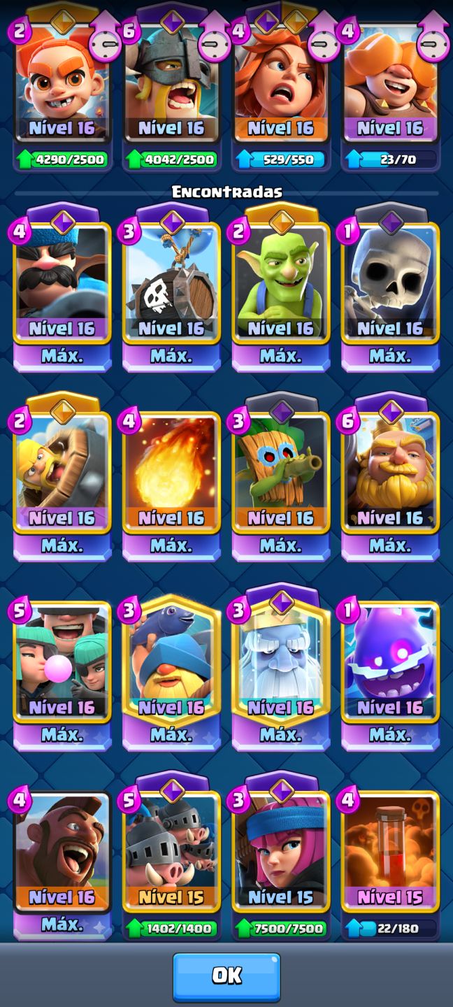 CONTA DE CLASH ROYALE VÁRIAS CARTAS NÍVEL 16