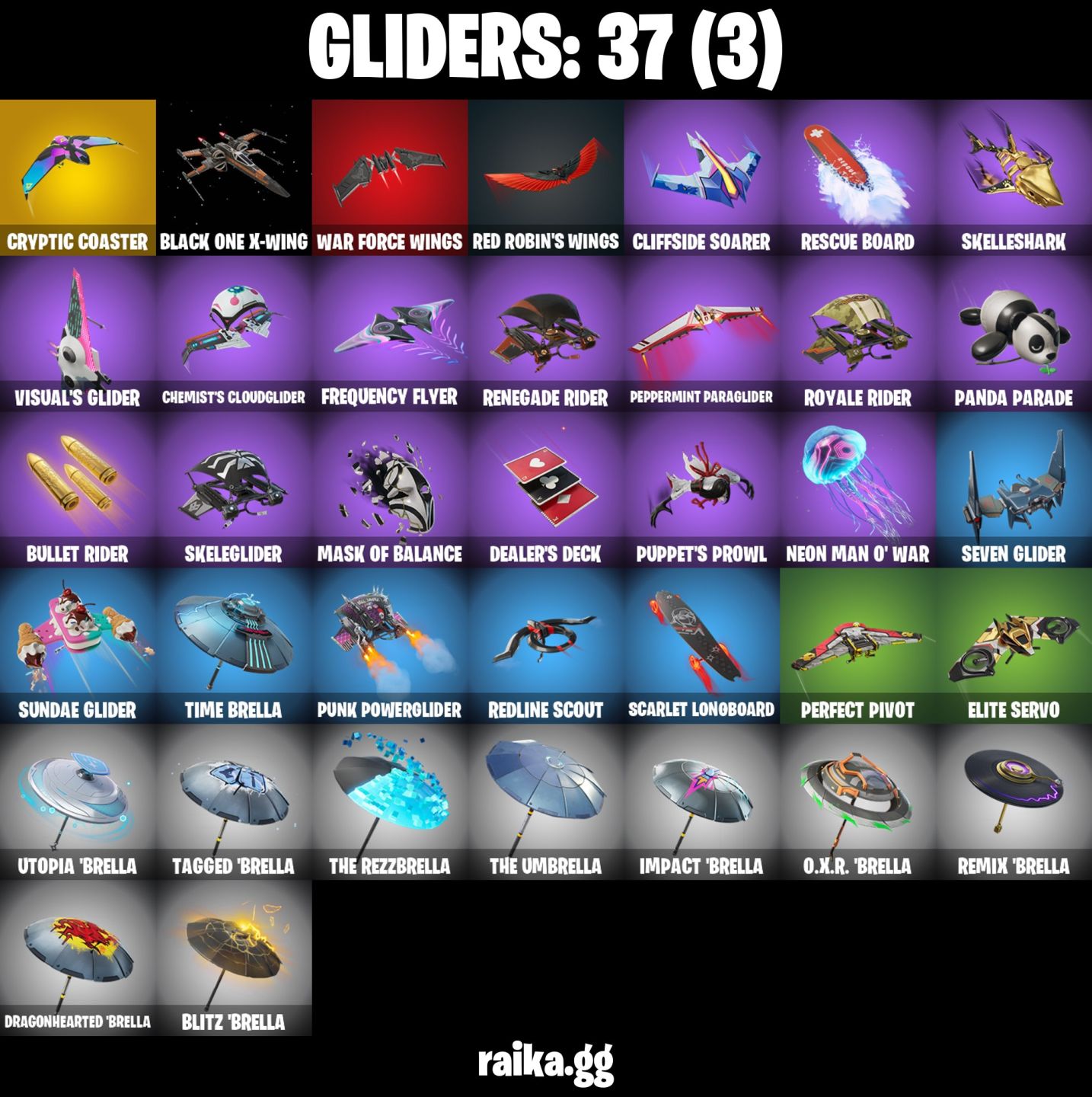 26 Skins - subzero cryptic, cobalt snowfoot, santa dogg, 450 vbucks