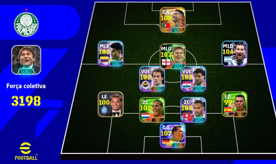 CONTA DE EFOOTBALL 3198 DE FORÇA C NUER 107 + CR7 108 DE OVER + RAROS!!