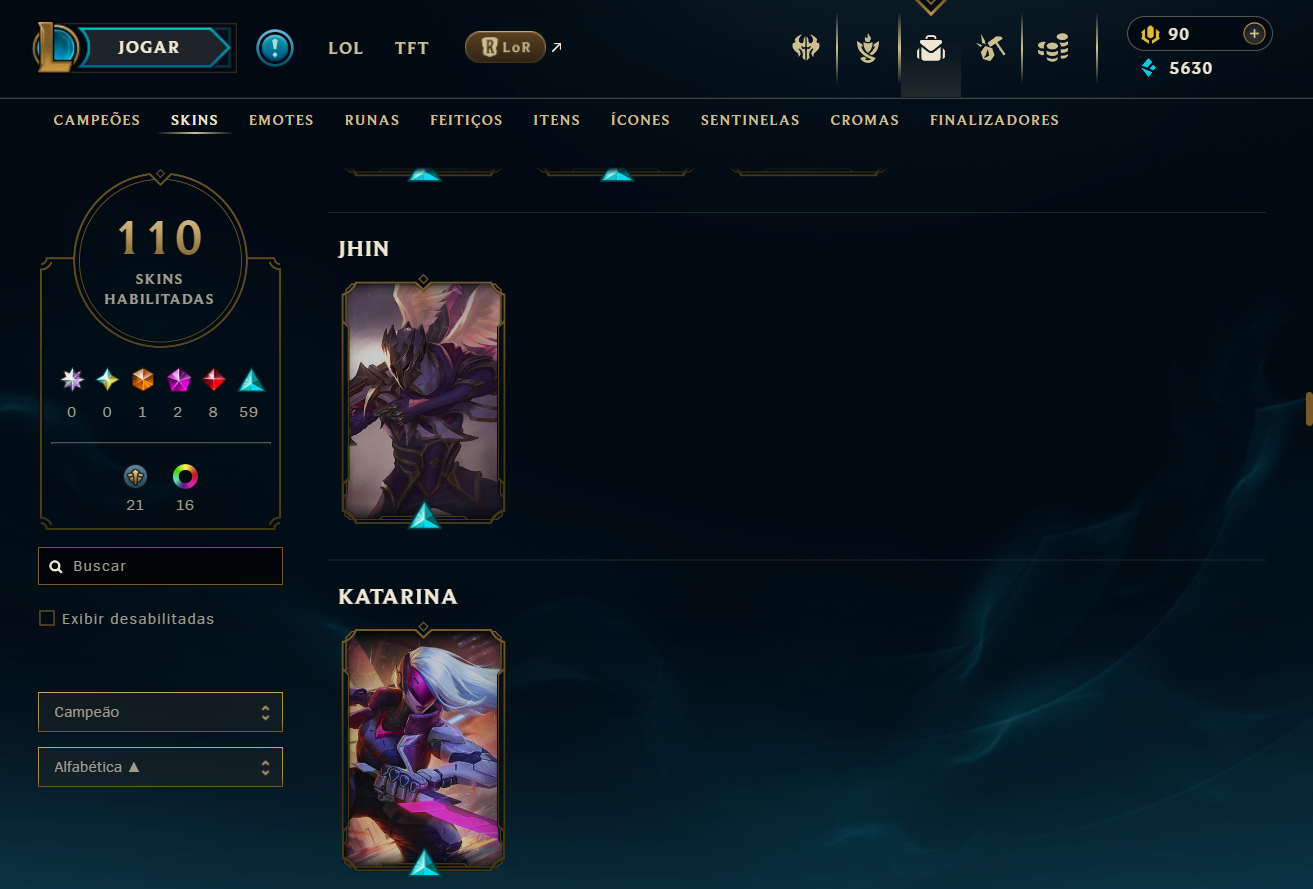 Conta recheada de skins otima conta para iniciar
