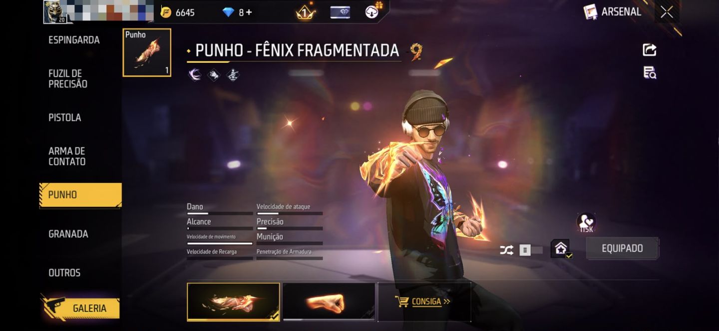 [FREE FIRE] CONTA COM PUNHO FÊNIX FRAGMENT +MP5 EVO+PAREDE DE GEL DRAGÃO DOURADO