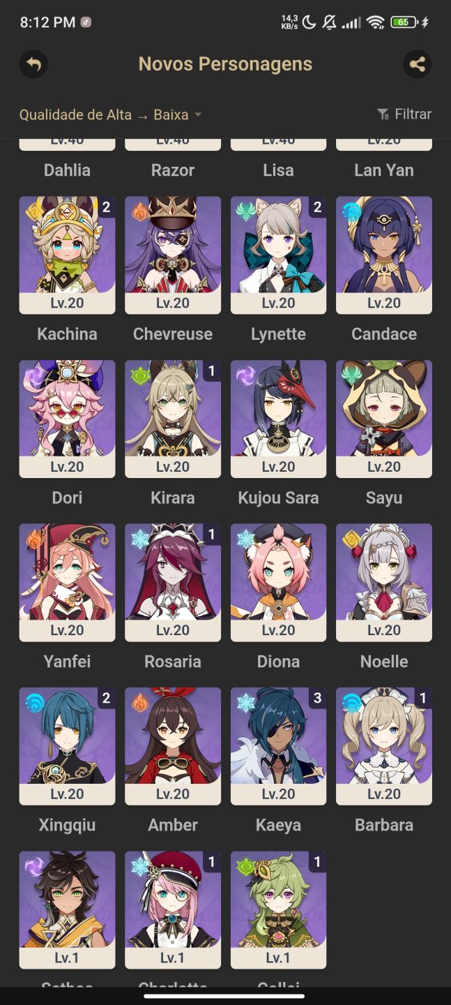 CONTA GENSHIN AR 56 VARKA ALBEDO FLINS E NEFER NO GARANTIDO+RAIDEN XIAO SV ASIA